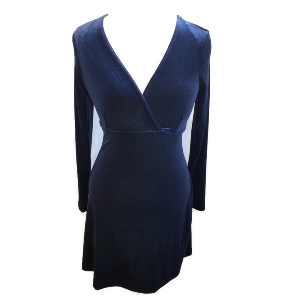 Vintage‎ 1990s Maurices Velvet crossover blue dress